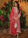 Caem Pima Satin Red Kurta Set