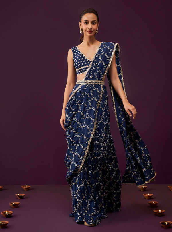 Ayana Crepe Navy Saree