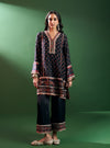 Hesi Cupro Satin Black Kurta Set