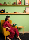 Norah Wool Wine Shirt Set