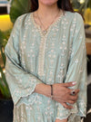 Tasanee Cupro Satin Sage Green Kurta Set