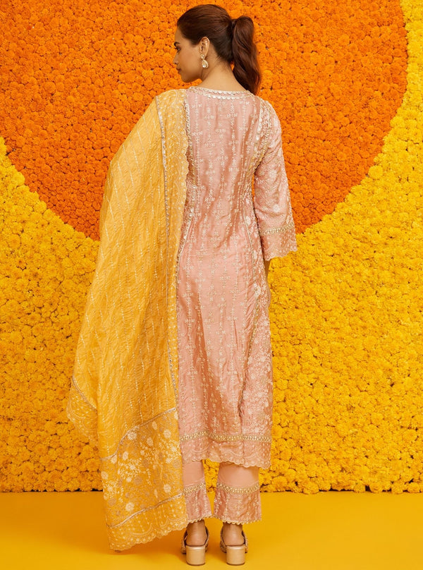 Saathiya Organza Satin Pink Kurta Set