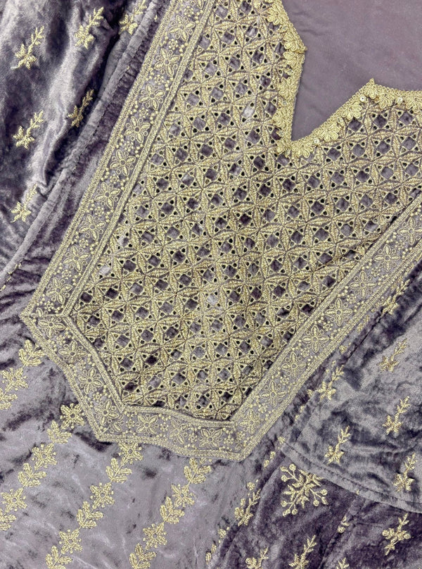 Suramya Velvet Lavender Anarkali Kurta Set