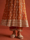 Genda Royal Tissue Burnt Orange Anarkali Kurta Set