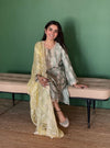 Intira Tissue Linen Satin Sage Green Kurta Set