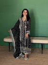 Patola Organza Satin Black Anarkali Kurta Set