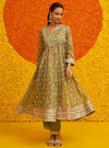 Genda Royal Tissue Sage Green Anarkali Kurta Set