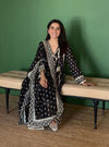 Patola Organza Satin Black Anarkali Kurta Set
