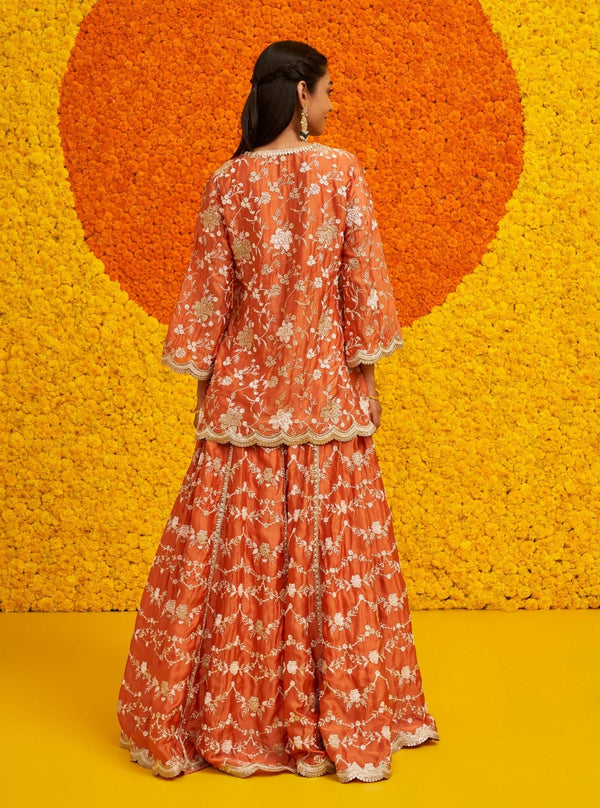Fitoor Organza Satin Burnt Orange Kurta Set