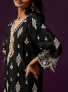 Emon Cupro Satin Black Kurta Set