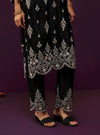 Emon Cupro Satin Black Kurta Set