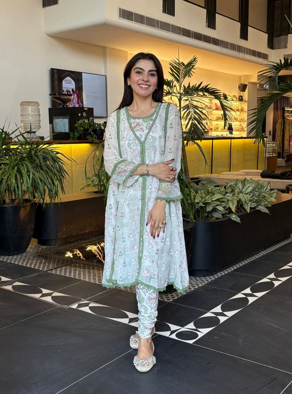Leilani Organza Green Kurta Set