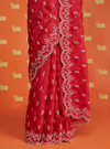Kamlai Organza Red Saree