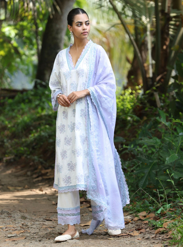 Arasi Supima Cotton White Kurta Set