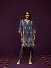 Giacinta Banarsi Navy Kurta Set