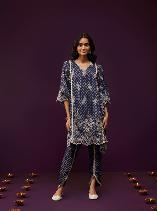 Giacinta Banarsi Navy Kurta Set