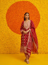 Shubh Organza Satin Red Kurta Set