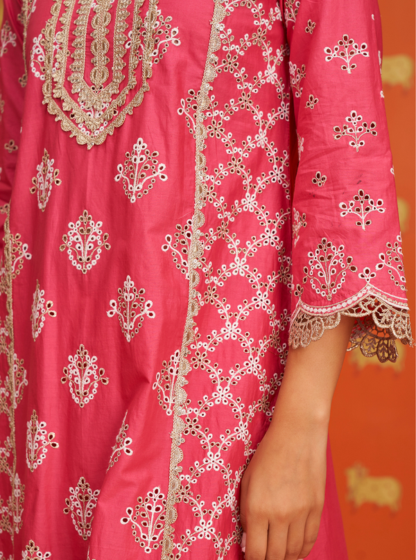 Itsara Supima Cotton Fuschia Kurta Set