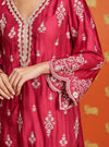 Emon Cupro Satin Fuschia Kurta With Orange Pant