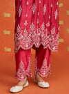 Emon Cupro Satin Fuschia Kurta Set