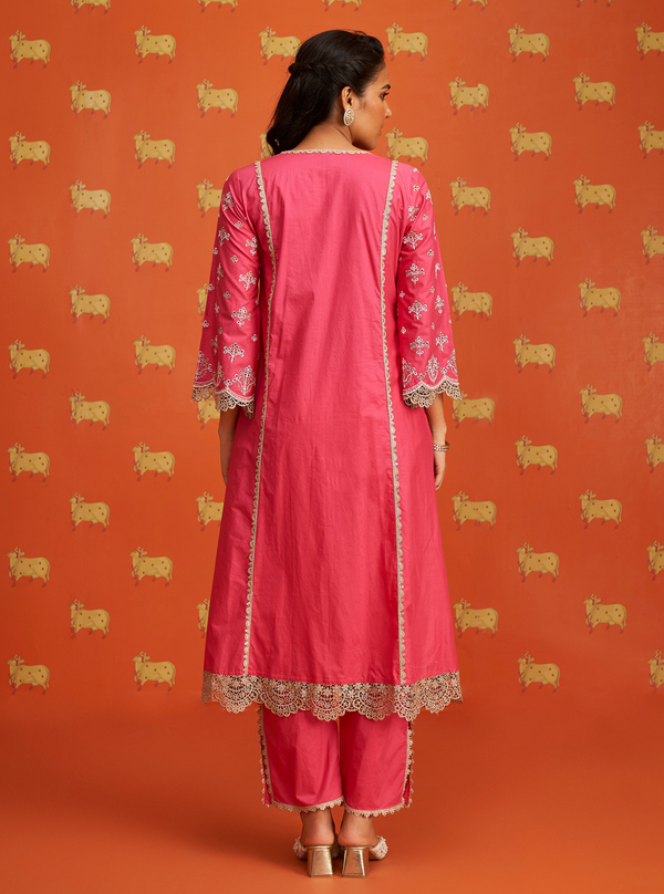 Itsara Supima Cotton Fuschia Kurta Set