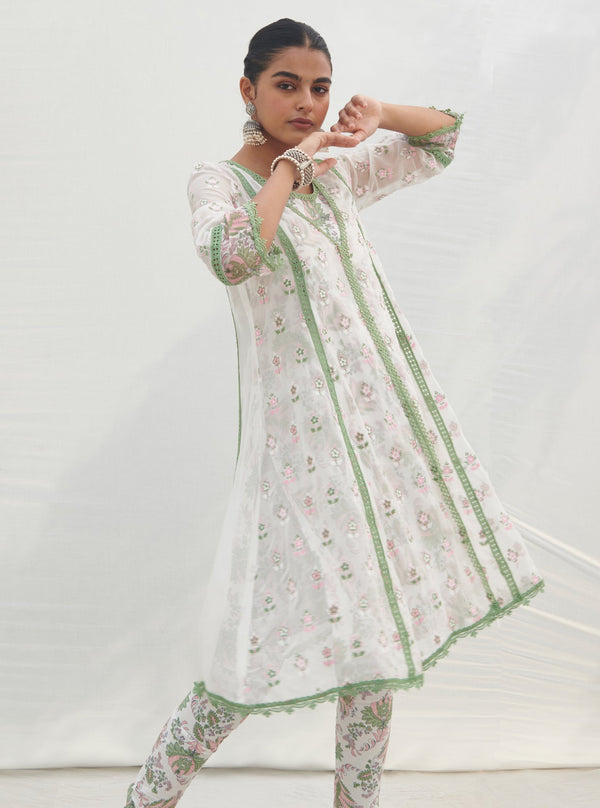 Leilani Organza Green Kurta Set