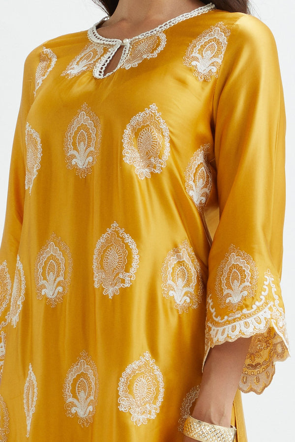 Sydney Cupro Silk Orange Kurta Set